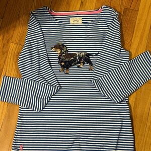 Joules Blue and White Striped Long Sleeve Tee